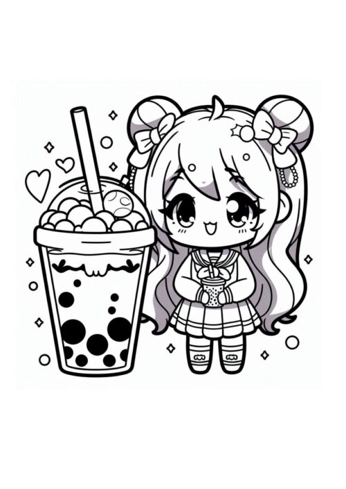 Süßes Mädchen mit großem Bubble Tea